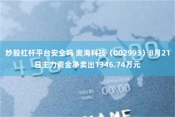 炒股杠杆平台安全吗 奥海科技（002993）8月21日主力资金净卖出1346.74万元